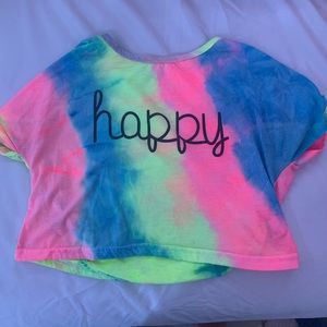 Happy tie dye cropped tee